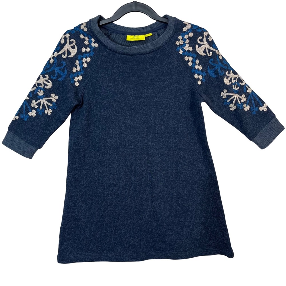 Roberta Roller Rabbit Dress  Blue Embroidered‎ Raglan Sleeve Pullover Size 4